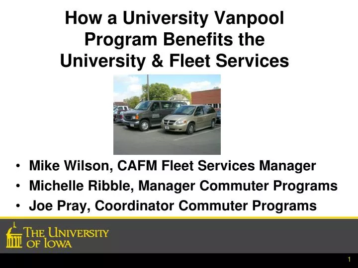 how a university vanpool program benefits the university fleet services