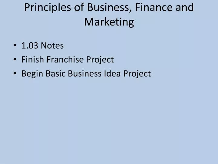 principles of business finance and marketing
