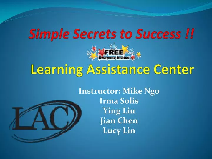 simple secrets to success learning assistance center
