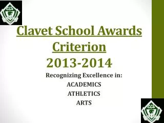 Clavet School Awards Criterion 2013-2014