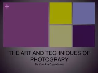 THE ART AND TECHNIQUES OF PHOTOGRAPY By Karolina Czerwinska