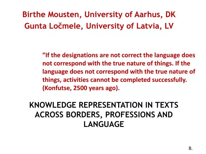 knowledge representation in texts across borders professions and language