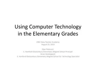 Using Computer Technology in the Elementary Grades