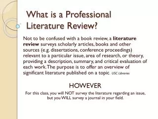 What is a Professional Literature Review?