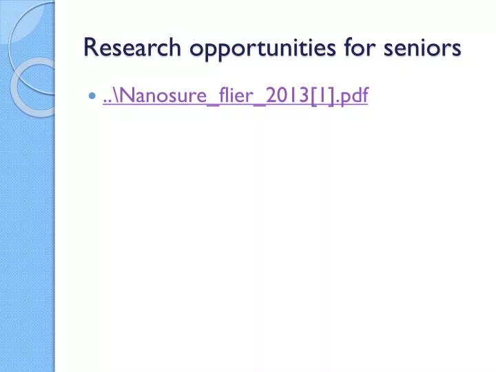 research opportunities for seniors