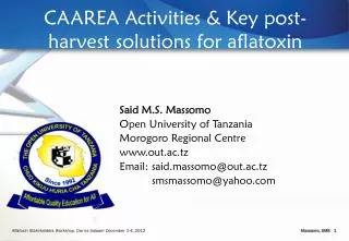 caarea activities key post harvest solutions for aflatoxin control