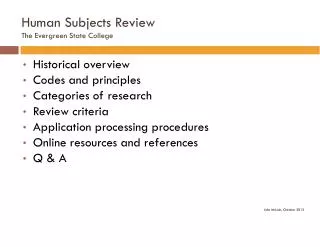 Human Subjects Review The Evergreen State College