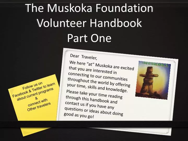 the muskoka foundation volunteer handbook part one