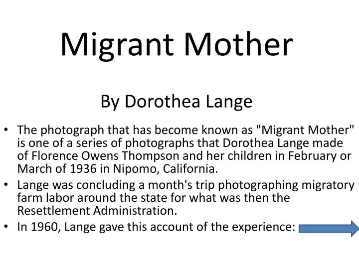 migrant mother by dorothea lange