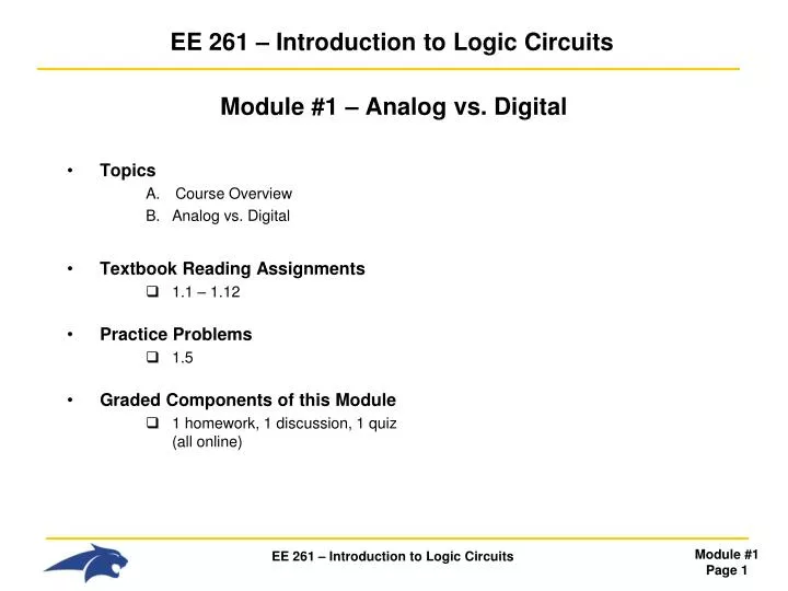 ee 261 introduction to logic circuits