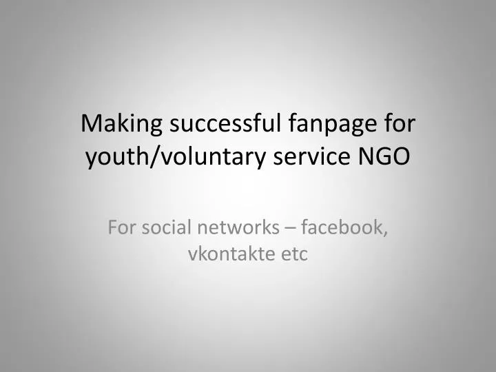 making successful fanpage for youth voluntary service ngo