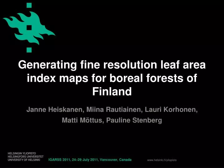 generating fine resolution leaf area index maps for boreal forests of finland