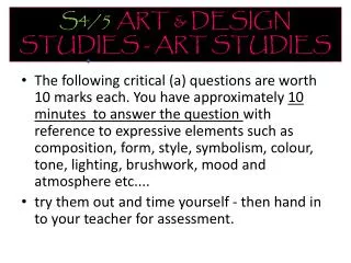 S4/5 ART &amp; DESIGN STUDIES - ART STUDIES