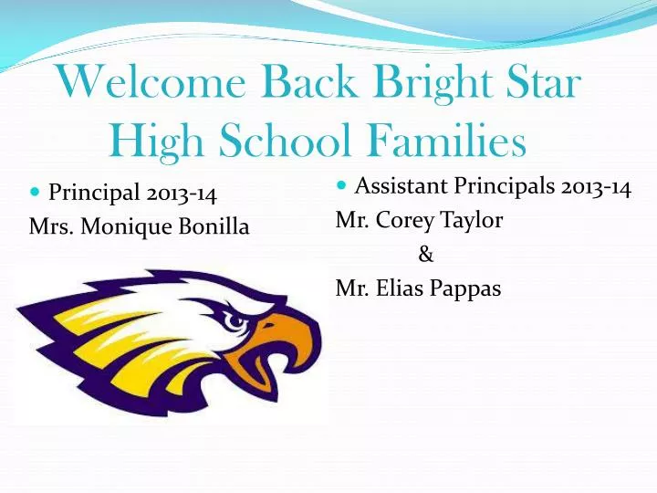 welcome back bright star high school families