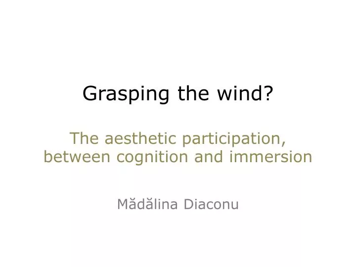 grasping the wind the aesthetic participation between cognition and immersion