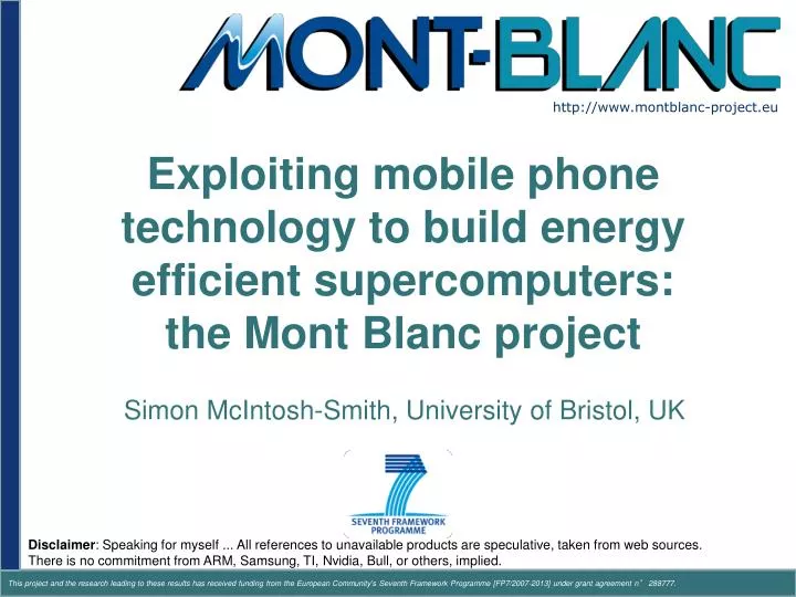 exploiting mobile phone technology to build energy efficient supercomputers the mont blanc project