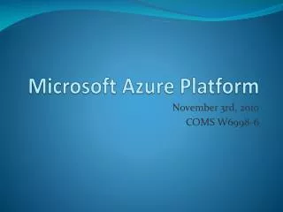 Microsoft Azure Platform