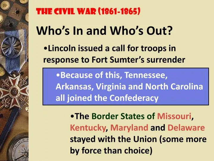 PPT - The American Civil War, 1861-1865 PowerPoint Presentation, free  download - ID:2392577