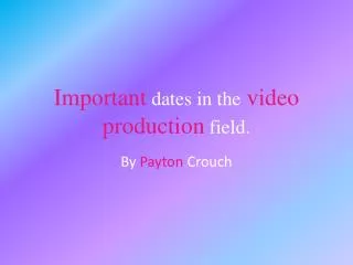 Important dates in the video production field.