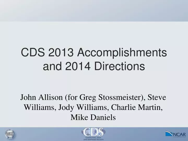 cds 2013 accomplishments and 2014 directions