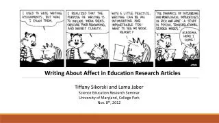 Writing About Affect in Education Research Articles