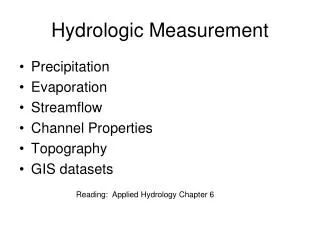 Hydrologic Measurement