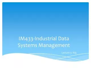 IM433-Industrial Data Systems Management