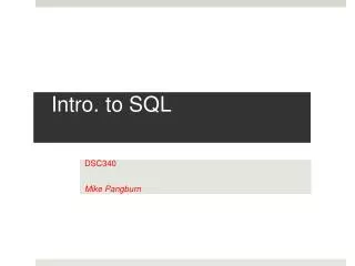 Intro. to SQL
