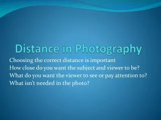 Distance in Photography