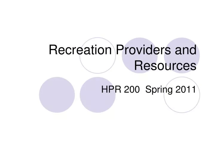 recreation providers and resources