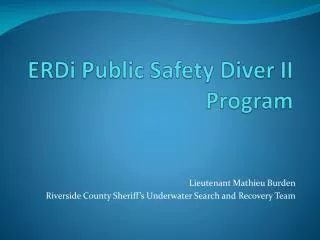 ERDi Public Safety Diver II Program