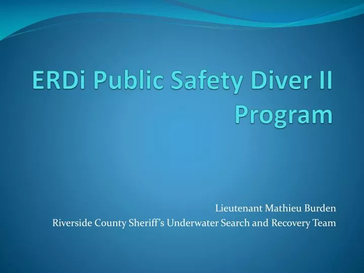 erdi public safety diver ii program