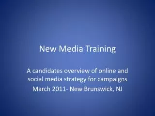 New Media Training