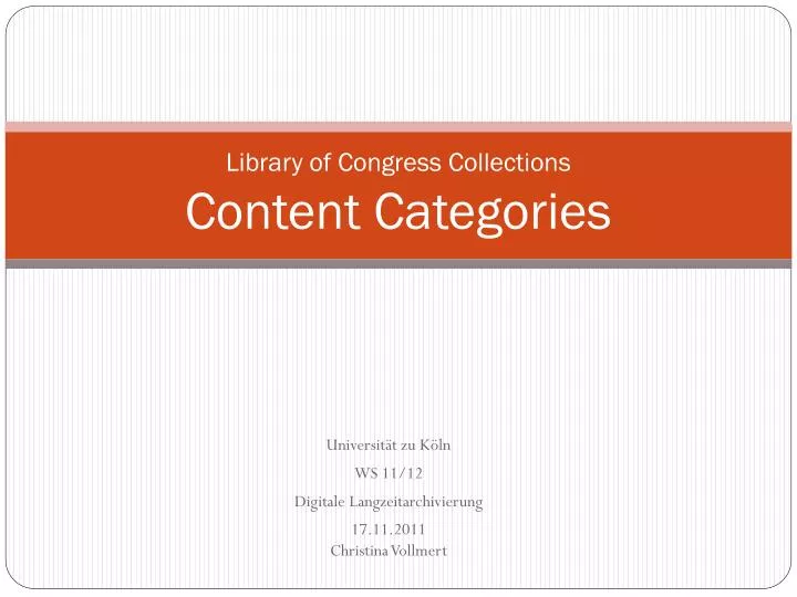 library of congress collections content categories