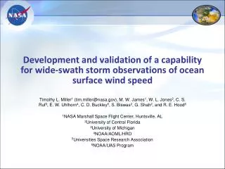 Development and validation of a capability for wide-swath storm observations of ocean surface wind speed