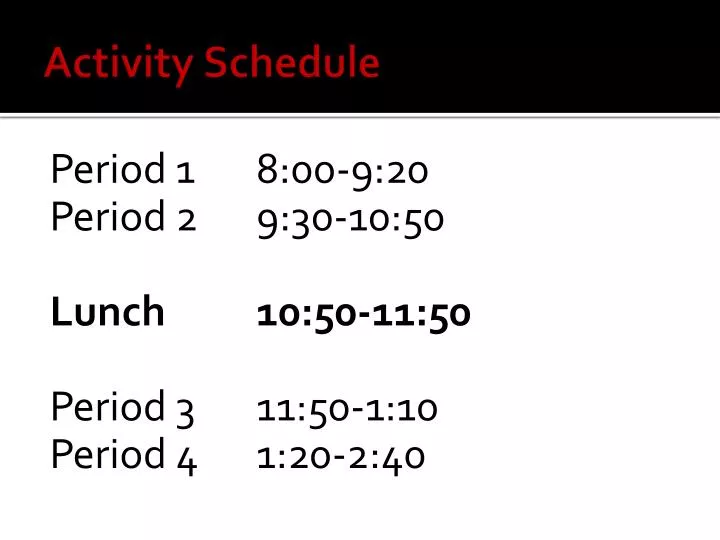 activity schedule