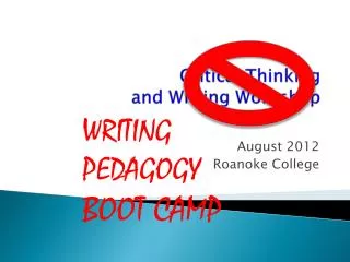 Critical Thinking and Writing Workshop