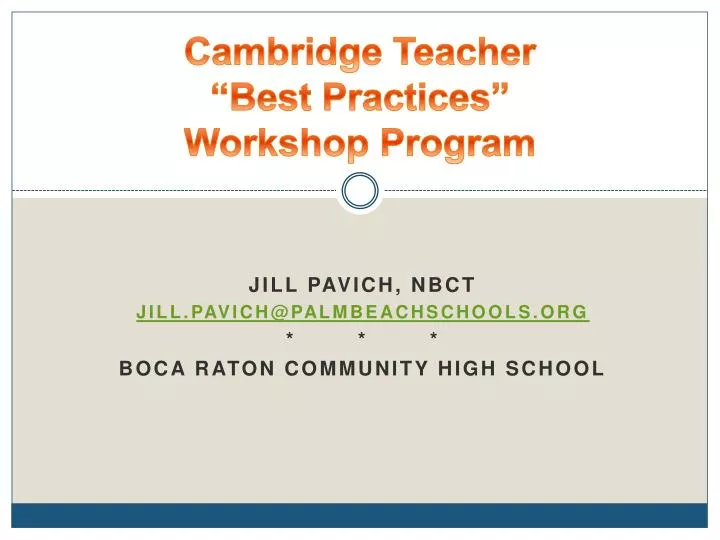 cambridge teacher best practices workshop program