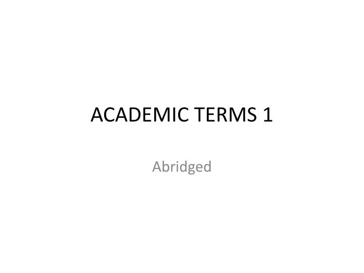 academic terms 1