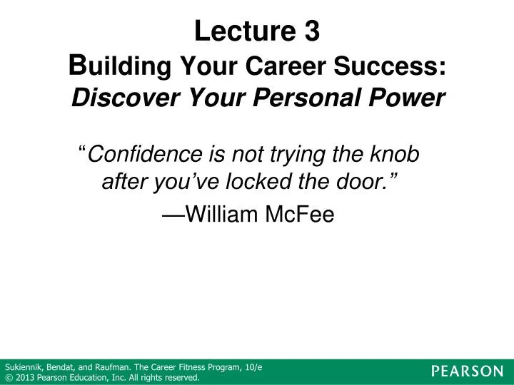chapter 2 lecture 3 b uilding your career success discover your personal power