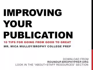 Improving Your Publication