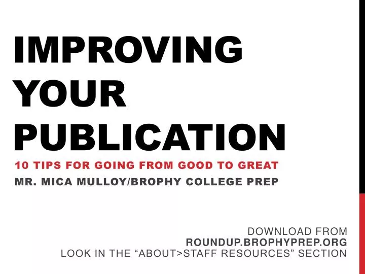improving your publication