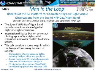 Man in the Loop : Benefits of the ISS Platform for Characterizing Low-Light Visible Observations from the Suomi NPP Da