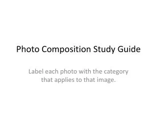 Photo Composition Study Guide