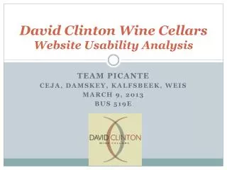 David Clinton Wine Cellars Website Usability Analysis