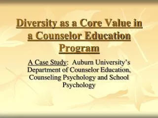 Diversity as a Core Value in a Counselor Education Program