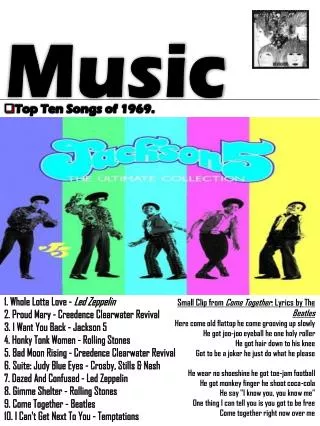 Top Ten Songs of 1969.