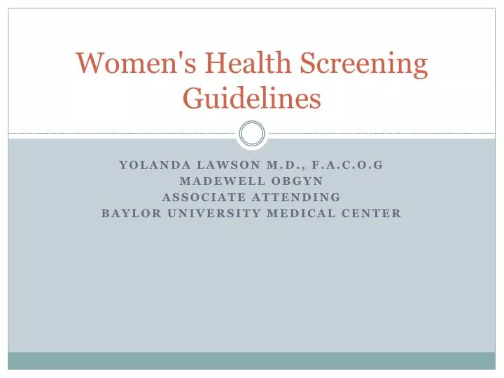 women s health screening guidelines
