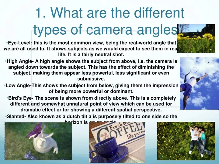 1 what are the different types of camera angles