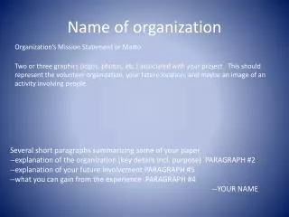Name of organization